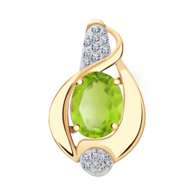 Золотая подвеска Александра п944-5ск с фианитом и хризолитом п944-5ск фото