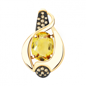 Золотая подвеска Александра п944-6ск-ш с фианитом и цитрином п944-6ск-ш фото
