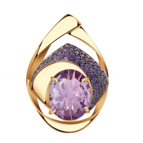 Золотая подвеска Александра п968-3ск-си с фианитом и аметистом п968-3ск-си фото