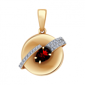Золотая подвеска Александра п973-2ск с фианитом и гранатом п973-2ск фото