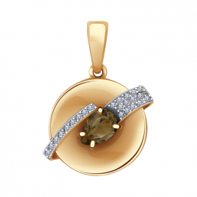 Золотая подвеска Александра п973-4ск с фианитом и раухтопазом п973-4ск фото