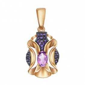 Золотая подвеска Александра п975-3ск с фианитом и аметистом п975-3ск фото