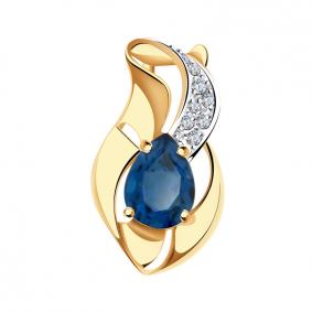 Золотая подвеска Александра п977-28ск с фианитом и Лондон топазом п977-28ск фото