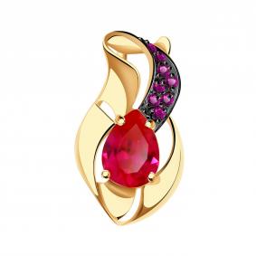 Золотая подвеска Александра п977-30ск-р с фианитом и рубиновым корундом п977-30ск-р фото