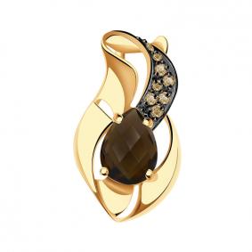 Золотая подвеска Александра п977-4ск-ш с фианитом и раухтопазом п977-4ск-ш фото