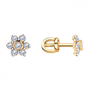 Золотые серьги Александра с320ск с фианитом с320ск фото