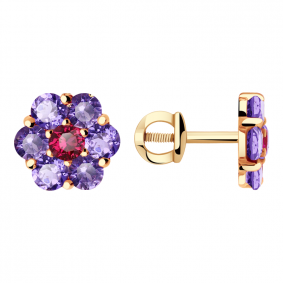 Золотые серьги Александра с416-20ск-рф с фианитом с416-20ск-рф фото