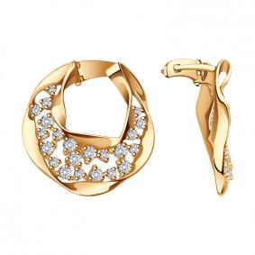 Золотые серьги Александра с484-62ск с Swarovski с484-62ск фото
