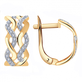 Золотые серьги Александра с488ск с фианитом с488ск фото