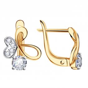 Золотые серьги Александра с506ск с фианитом с506ск фото