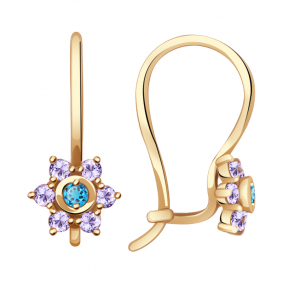 Золотые серьги Александра с538-20ск-гси с фианитом с538-20ск-гси фото