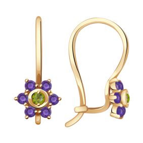 Золотые серьги Александра с538-20ск-зф с фианитом с538-20ск-зф фото