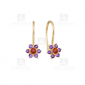 Золотые серьги Александра с538-20ск-кф с фианитом с538-20ск-кф фото
