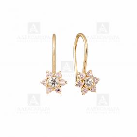 Золотые серьги Александра с538-20ск с фианитом с538-20ск фото