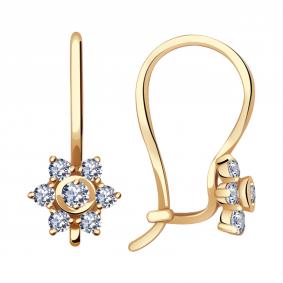 Золотые серьги Александра с538ск с фианитом с538ск фото