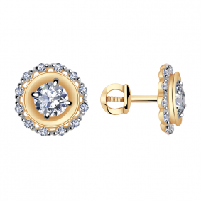 Золотые серьги Александра с539-62ск с Swarovski с539-62ск фото