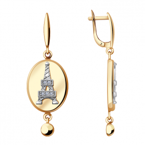 Золотые серьги Александра с542сбк с фианитом с542сбк фото