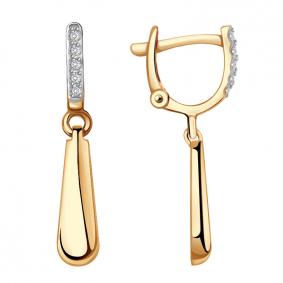 Золотые серьги Александра с557ск с фианитом с557ск фото