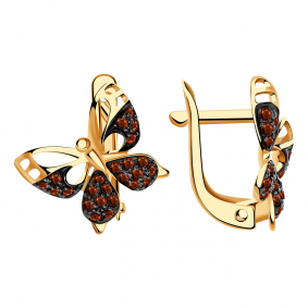 Золотые серьги Александра с570-20ск-к с фианитом с570-20ск-к фото