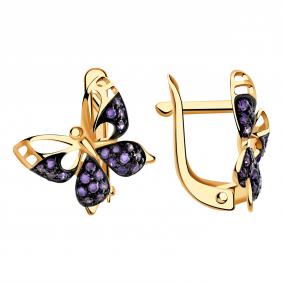 Золотые серьги Александра с570-20ск-си с фианитом с570-20ск-си фото