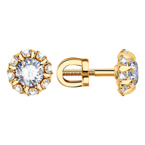 Золотые серьги Александра с572-62ск с Swarovski с572-62ск фото