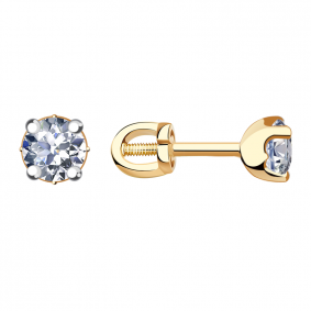 Золотые серьги Александра с573-62ск с Swarovski с573-62ск фото