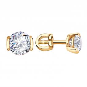 Золотые серьги Александра с575-62ск с Swarovski с575-62ск фото