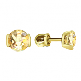 Серьги из лимонного золота Александра с575-81сл с Swarovski с575-81сл фото
