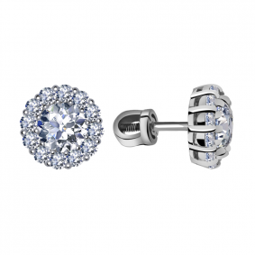 Серьги из белого золота Александра с586-62сб с Swarovski с586-62сб фото