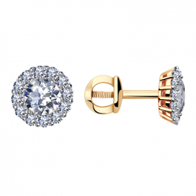 Золотые серьги Александра с586-62ск с Swarovski с586-62ск фото