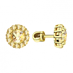 Серьги из лимонного золота Александра с586-81сл с Swarovski с586-81сл фото