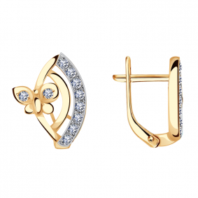 Золотые серьги Александра с591ск с фианитом с591ск фото