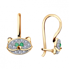 Золотые серьги Александра с597ск-з с фианитом с597ск-з фото