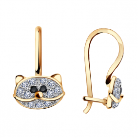 Золотые серьги Александра с597ск-ч с фианитом с597ск-ч фото