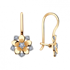 Золотые серьги Александра с599ск с фианитом с599ск фото