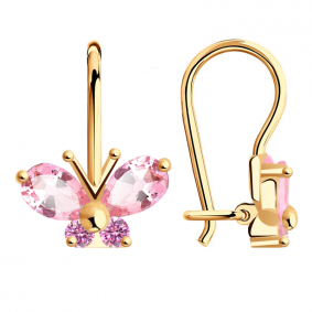 Золотые серьги Александра с600-20ск-р с фианитом с600-20ск-р фото