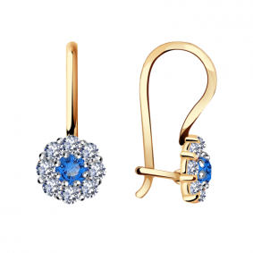 Золотые серьги Александра с604ск-г с фианитом с604ск-г фото