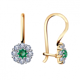 Золотые серьги Александра с604ск-з с фианитом с604ск-з фото