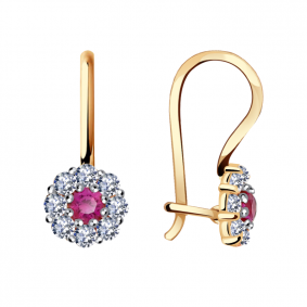 Золотые серьги Александра с604ск-р с фианитом с604ск-р фото