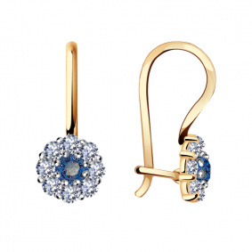 Золотые серьги Александра с604ск-с с фианитом с604ск-с фото