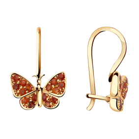 Золотые серьги Александра с605-20ск-к с фианитом с605-20ск-к фото