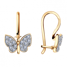 Золотые серьги Александра с605ск с фианитом с605ск фото