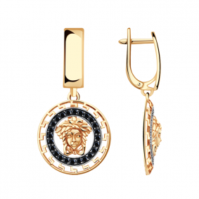 Золотые серьги Александра с613-20ск-ч-1 с фианитом с613-20ск-ч-1 фото