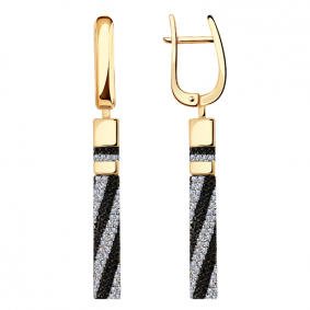 Золотые серьги Александра с614-20ск-ч с фианитом с614-20ск-ч фото