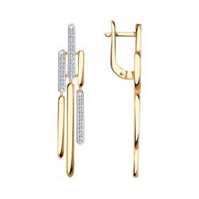 Золотые серьги Александра с626сбк с фианитом с626сбк фото