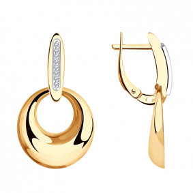 Золотые серьги Александра с636сбк с фианитом с636сбк фото