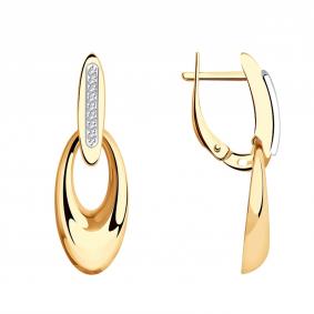 Золотые серьги Александра с637сбк с фианитом с637сбк фото