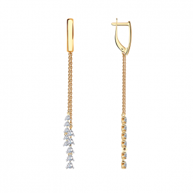 Золотые серьги Александра с645ск с фианитом с645ск фото