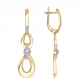 Золотые серьги Александра с650ск с фианитом с650ск фото