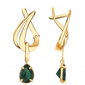 Золотые серьги Александра с692-26ск с турмалином с692-26ск фото